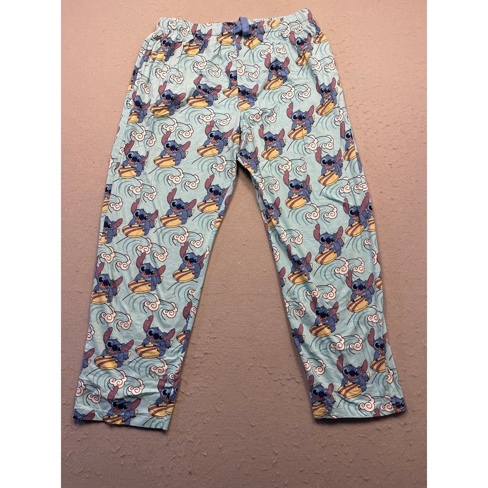 Disney Pajama Pants 100% Cotton Stitch Surfing Blue Large Unisex